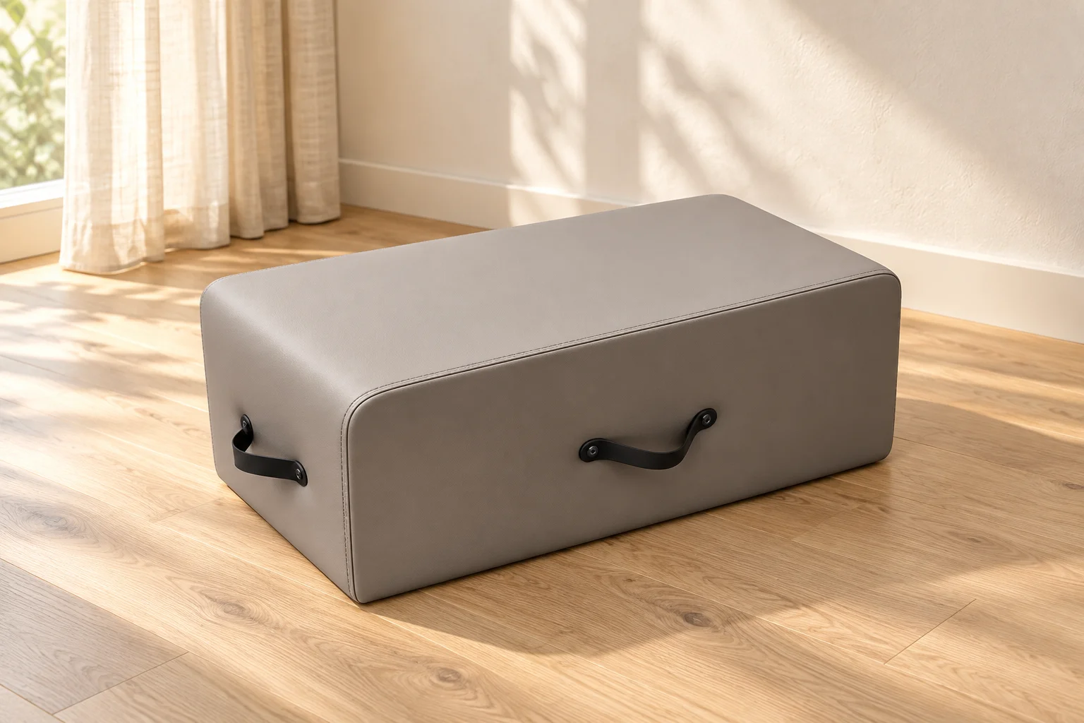 Three-Handle Reformer Sitting Box — styled room setting