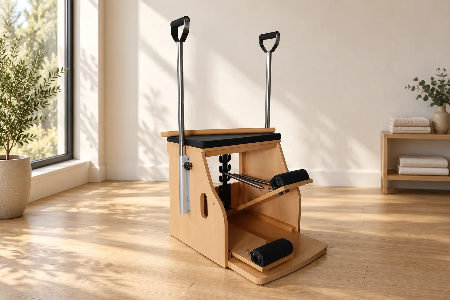 Adjustable-Handle Wooden Split-Pedal Chair — styled room setting