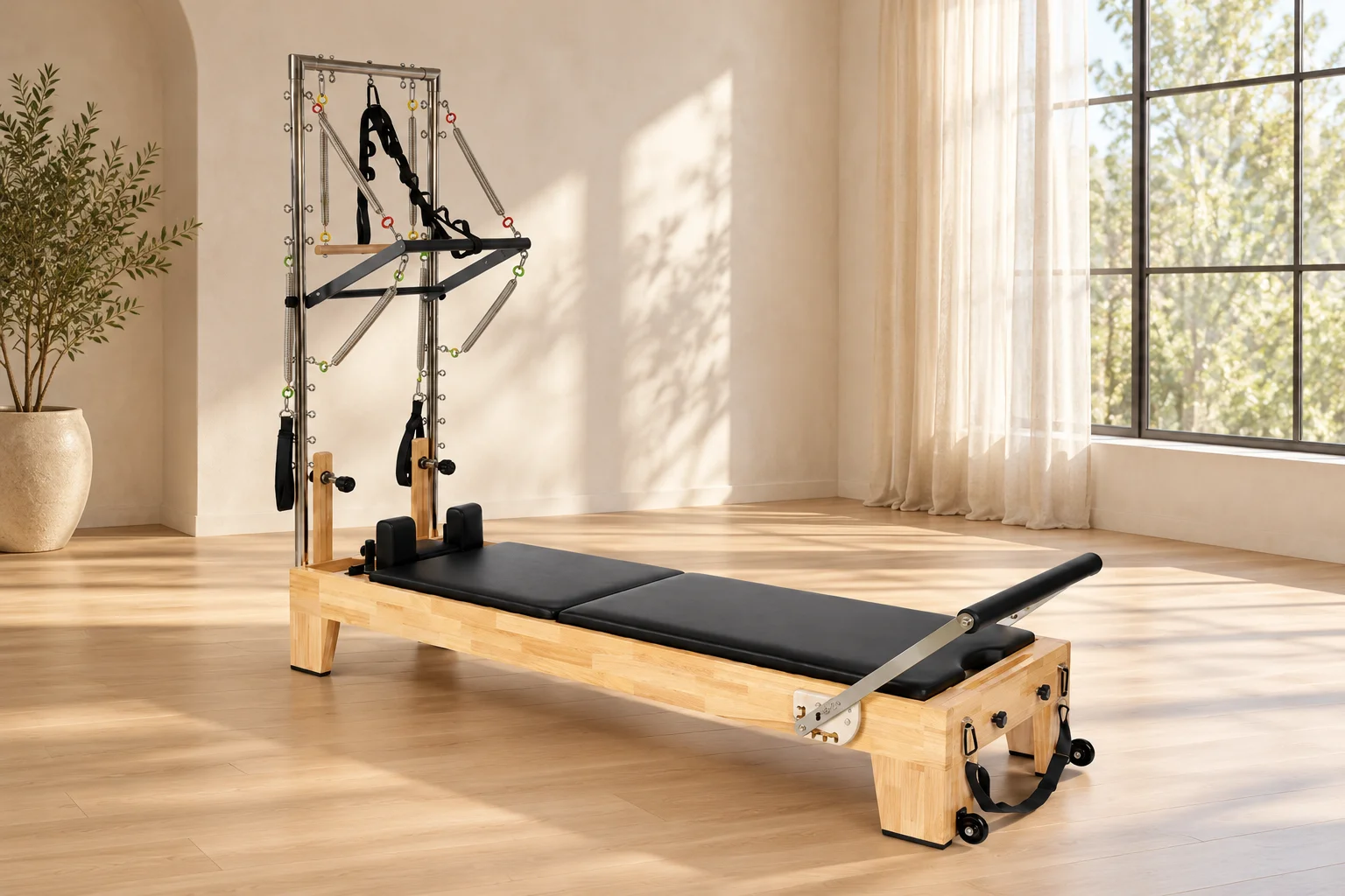 Oak Reformer with Half Tower — styled room setting